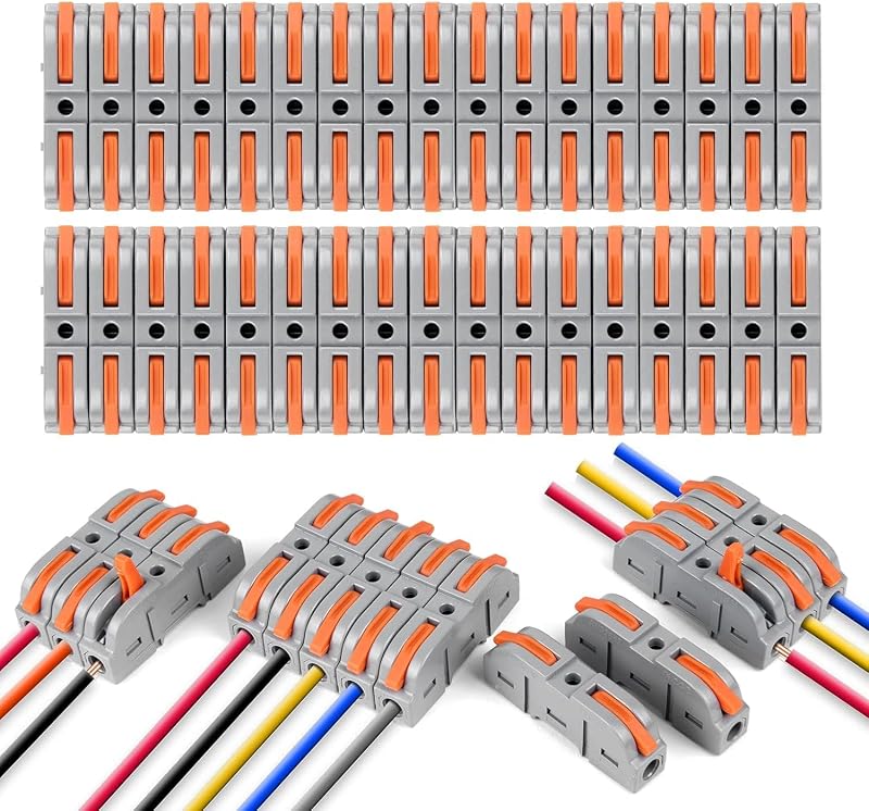 flintronic 80Pcs Quick Dual Wire Terminal Block 2 Pin Peel-Free Push-Type