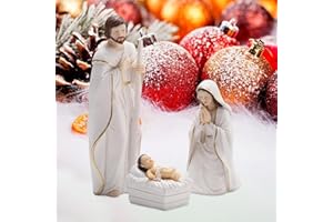 LiuSuper Nativity Figures Sets Collection for Christmas Indoor,Sculpted Hand-Painted Figures Holiday Decoration Tabletop Scenes Display 3-Piece Set