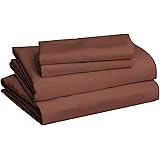 Amazon Basics Lightweight Super Soft Easy Care Microfiber Bed Sheet Set with 14" Deep Pockets - Full, Chocolate