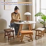 Aibiju Wooden Footstool with Removable Cover 4 Beech Legs Beige Cushion view 8