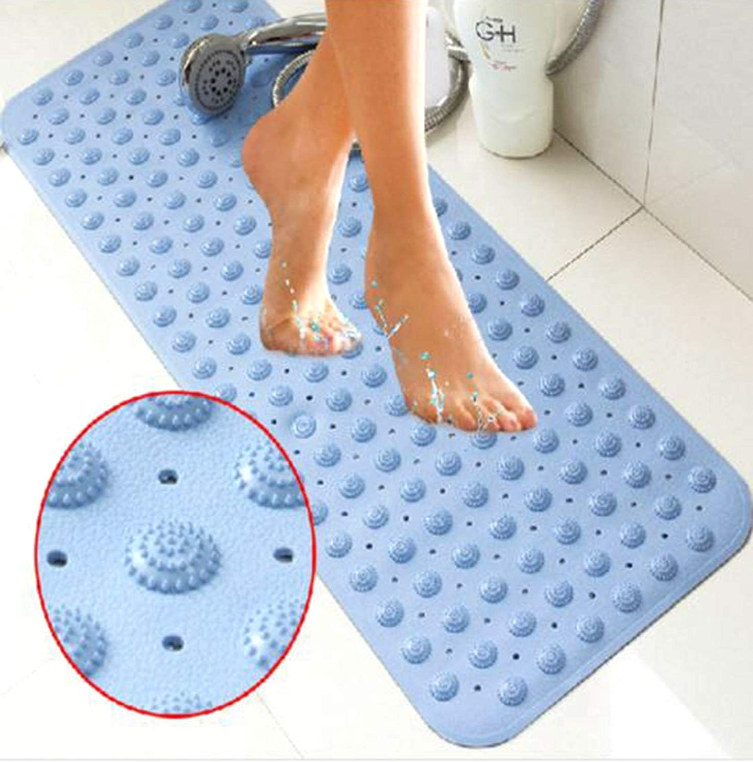 PRIFRA Plastic Soft Rubber Non-Slip Environmental Massage Bath Pad Shower Tub Bathing Bathroom Mat with Suction Cup (Multicolour, Standard)