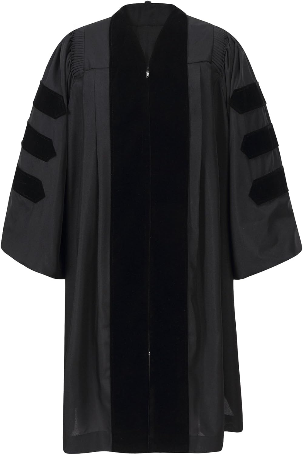 Leishungao Deluxe Fluted Fabric Clergy Robe Doctoral Black Pastor Robe