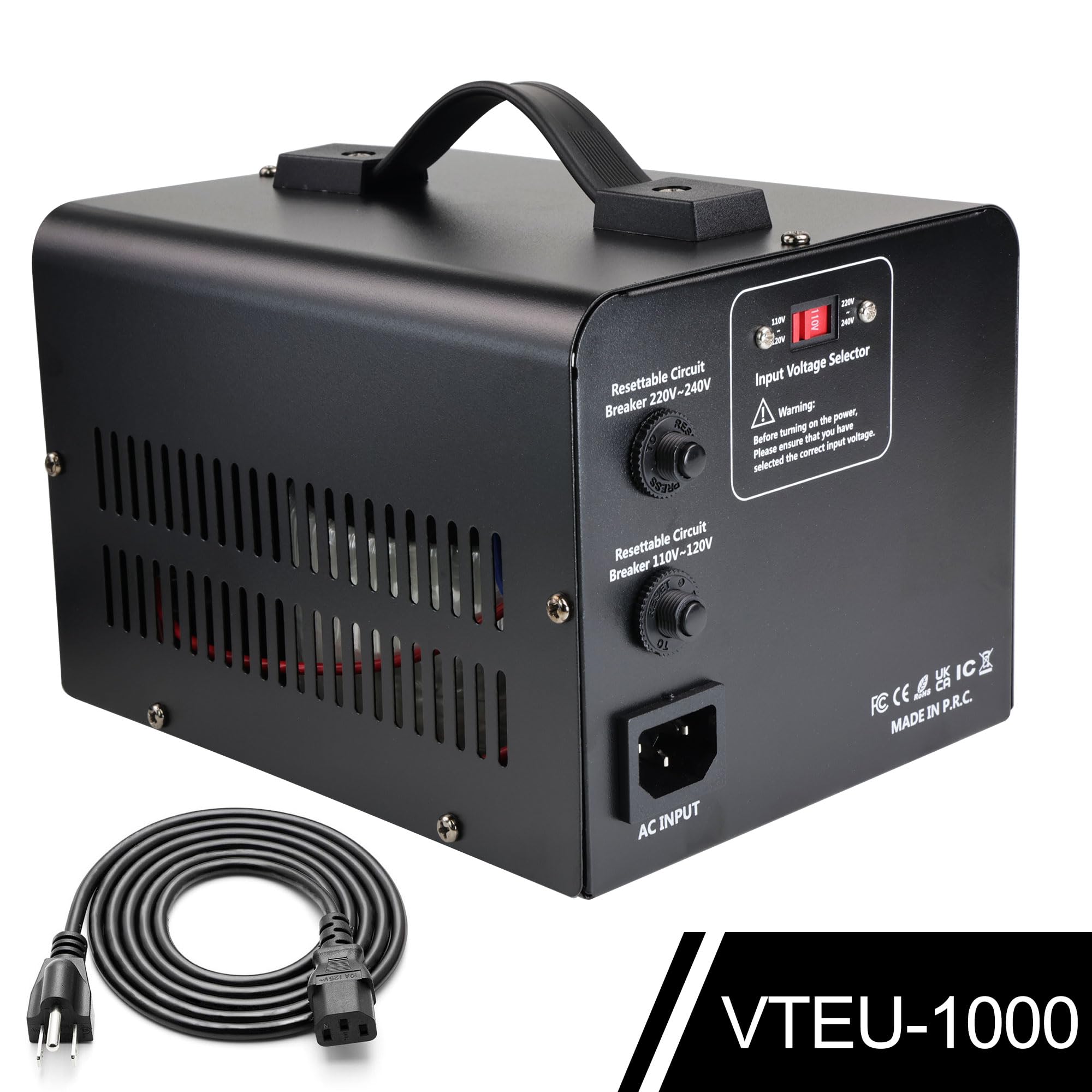 Yinleader 1000W 110V to 220V EU Voltage Converter Transformer Step Up/Down Converter 110/120 Volt - 220/230/240 Volt w/US Power Cord(NO 220V Power Cord)