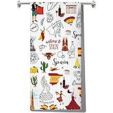 JNIAP Spain Kitchen Towels Spain Lover Gift Spanish Kitchen Towels Spain Dish Towel Spain Themed Gift Espana Gifts (Spain KT)