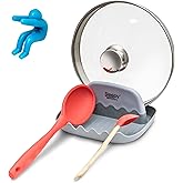 SleepySpoon - Spoon Rest for Kitchen Counter – Pot Lid Holder and Spoon Holder – Multipurpose Gadget Keeps Countertops Clean - Bonus Lid Lifter