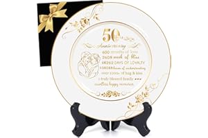 SHUNNIUB 50th Anniversary Wedding Gifts, Meaningful 50th Wedding Anniversary Plate, Etch Every Moment and Memory of Your 50 Years Together Into 50th Commemorative Plate.