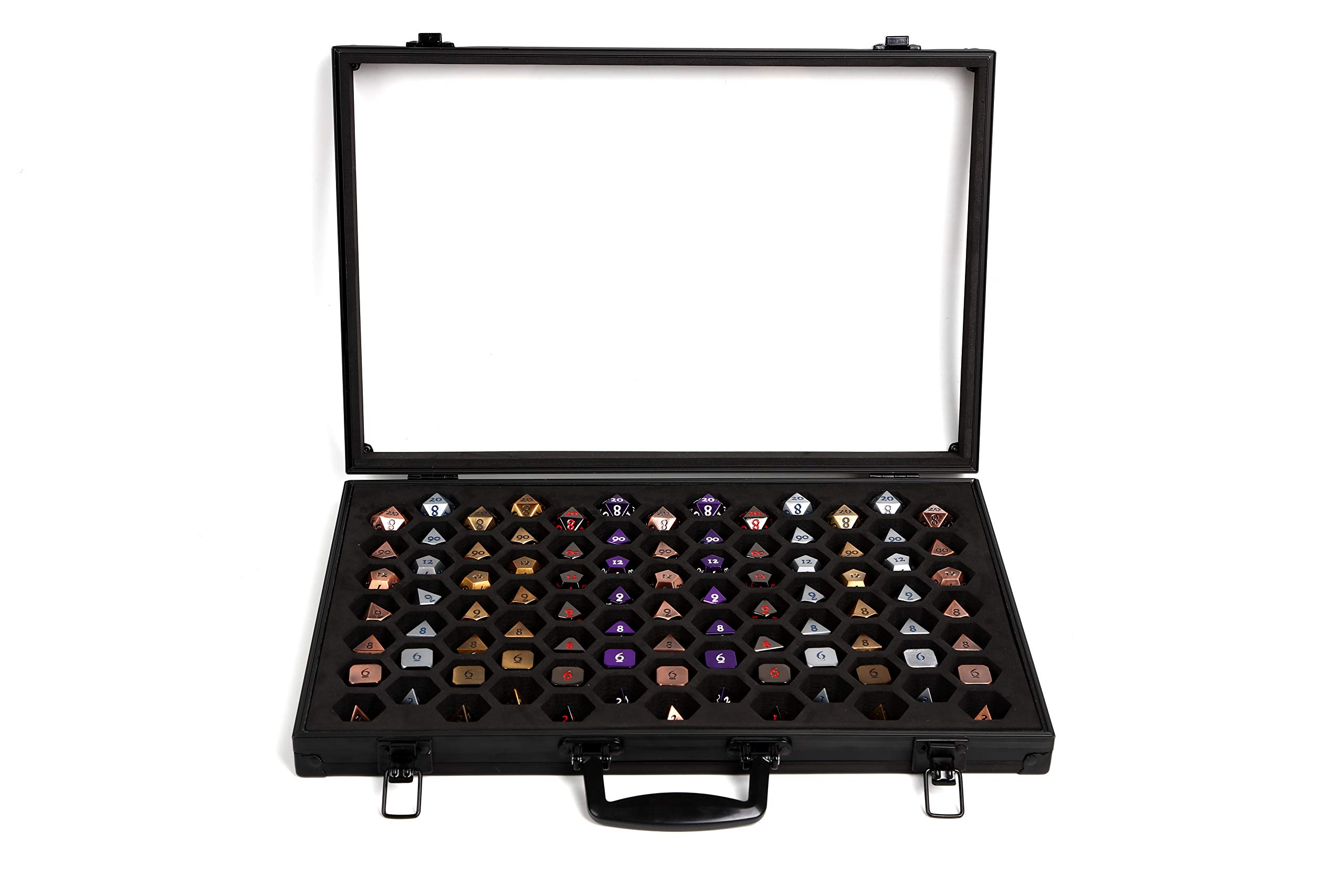 Dice Palace (Single-sided Display with Black Casing) - 2in1 Dice Display & Storage Case Storing Dice Sets & Collections DND Dice Pathfinder Call of Cthulu Metal Stone Resin Dice Bag Box Metal Case