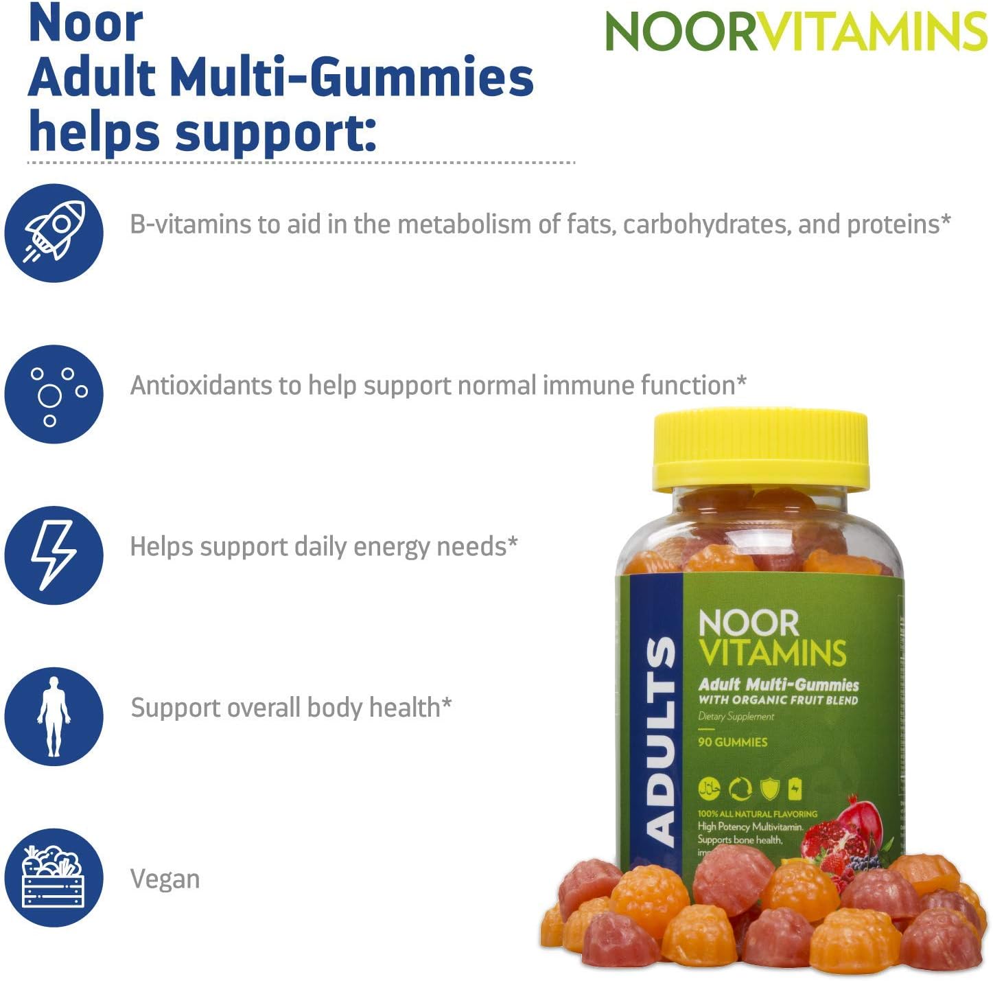 NoorVitamins Adult Gummy Multivitamins with Organic Fruit ...