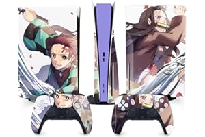 TANOKAY PS5 Console Skin and Controller Skin Set | Anime Tanjiro Kamado & Nezuko Kamado | Matte Finish Vinyl Wrap Sticker Full Decal Skins | Compatible with Sony Playstation 5 Disc Version