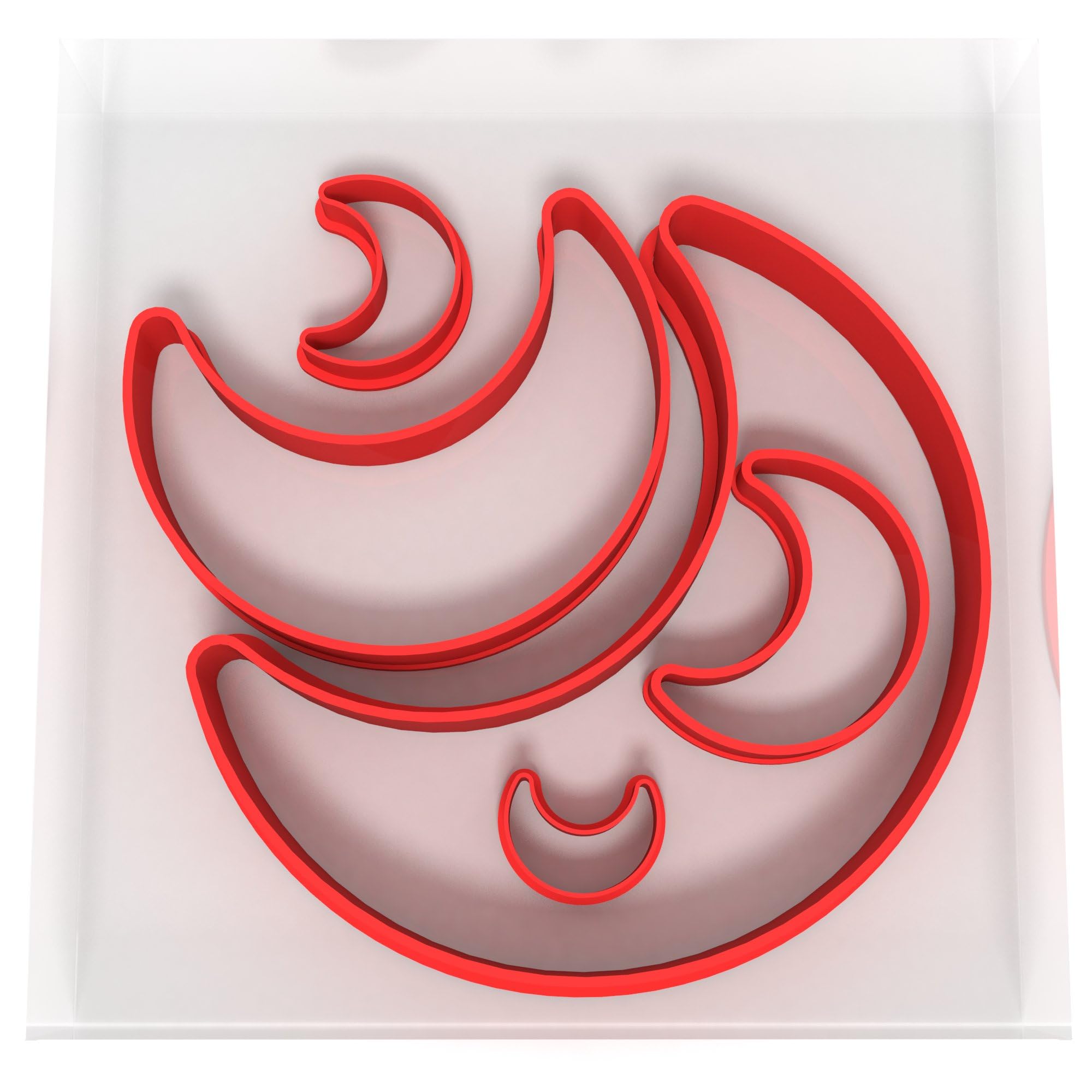 Custom Cutters Moon Shaped Cutters | Set of 5 Plastic Cutter for Baking, Fondant, Clay, Pastry, Icing, Jewellery (1.5/2/3/5/8CM)