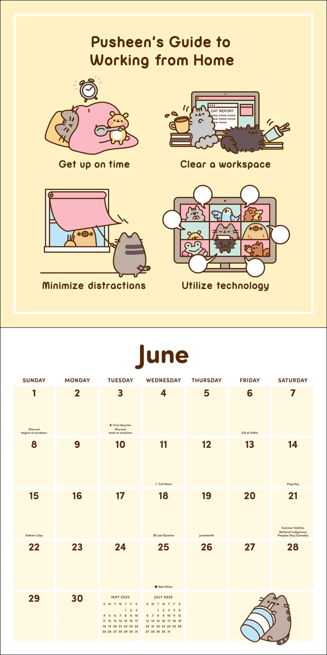Pusheen 2025 Wall Calendar: Smile Every Day