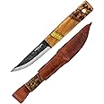 Condor Tool & Knife Indigenous Puukko Knife - 1095 High Carbon Steel - Hand Crafted Welted Leather Sheath - Polynesian and Sami Designed Walnut Handle - 3.9in Blade - 4.6oz (3mm)