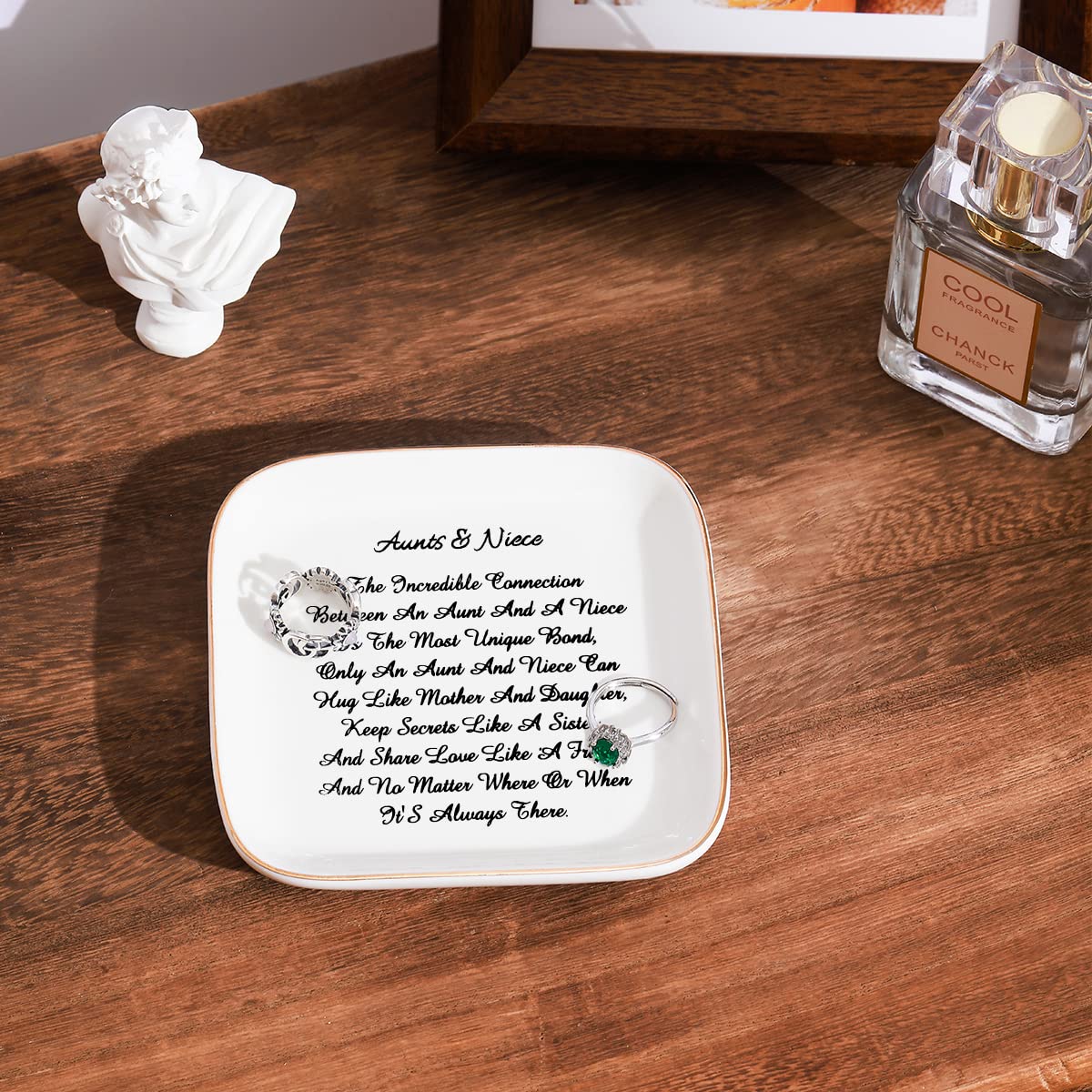 PUDDING CABIN PUDDING CABIN Aunt Gifts from Niece for Mother's Day, “Aunts & Niece” Trinket Dish Ring Holder Gifts for Aunt Mother's Day Aunts Birthday, Thanksgiving, Christmas, Aunt Niece Mother's Day Gifts