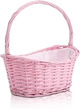 Wickerfield Wicker Wedding Basket Pink Yellow Blue Grey High Handle 31x29x22 cm