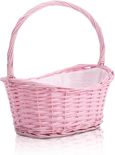 Wickerfield Wicker Wedding Basket Pink Yellow Blue Grey High Handle 31x29x22 cm