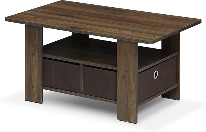 Furinno 11158DBR/BK Couchtisch mit Mülleimern Transitional Coffee Table