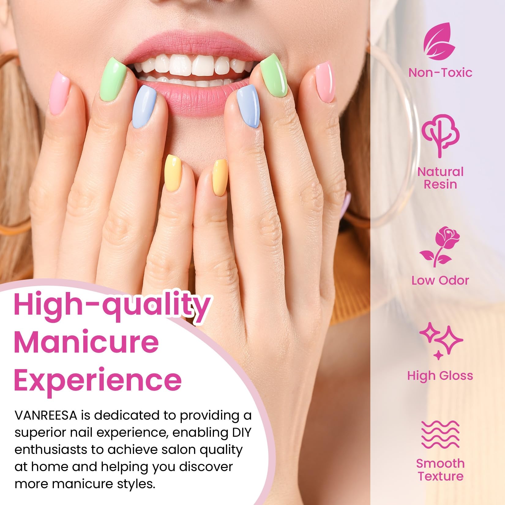 VANREESA 42 Pcs Gel Nail Polish Kit with U V Light 24 Popular Colors Gel Polish Nail Kit Green Blue Purple Pink Orange Complete Nail Kit with Manicure Tools Gifts for Women Girls - Image 3