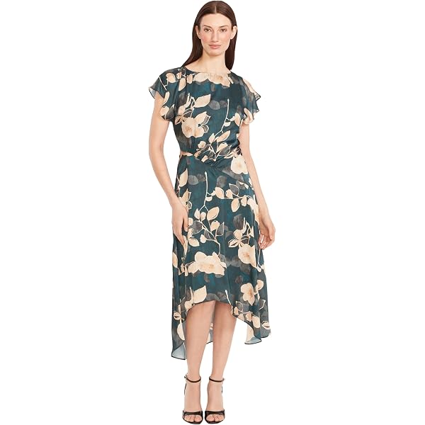 Maggy London Women's Dresses Floral Embroidered Halter Neck Midi Dress with  Back V-Neck, Blue/Green/Yellow, 0 at Amazon Women's Clothing store