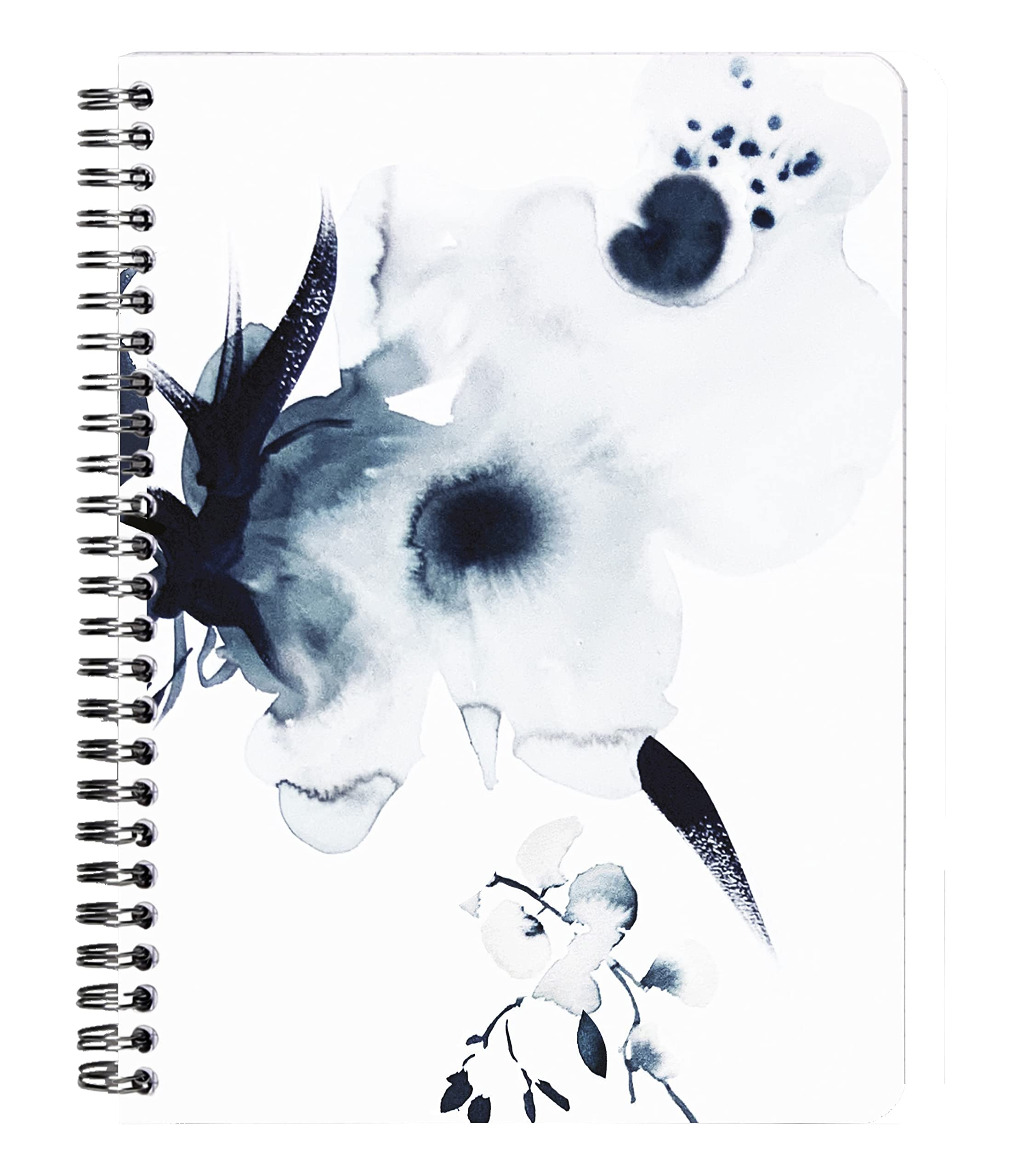 Clairefontaine 115928C - Spiral Notebook Floral Pattern in Blue - A5 14.8x21cm 120 Lined Pages Paper 90g 6 Pockets Inkebana Collection 4 visuals, ast delivery