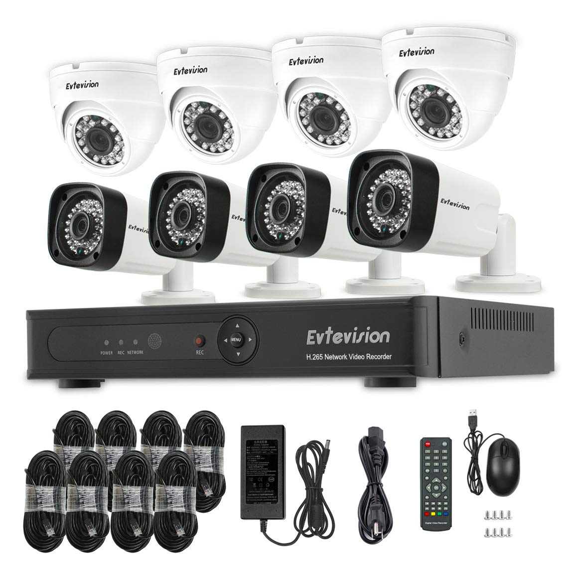 Surveillance Systems APP Push Alert 8CH 2MP H.265 Surveillance NVR Evtevision 1080P FHD PoE