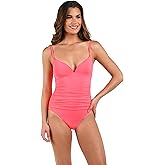 La Blanca Womens One Piece Swimsuit V-Wire Lingerie Tumnmy Control One Piece
