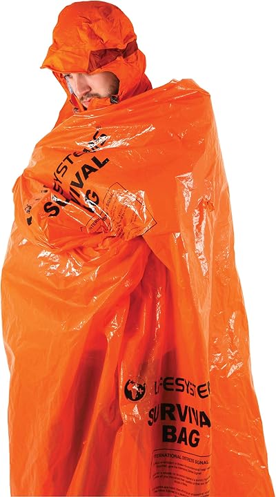 Lifesystems Windproof & Waterproof Survival Bag 1-2 Persons Orange