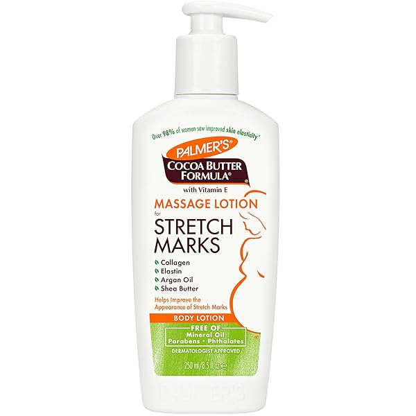 PALMER’S COCOA BUTTER FORMULA MASSAGE LOTION FOR STRETCH MARKS, PREGNANCY SKIN CARE, BELLY CREAM WITH COLLAGEN, ELASTIN, ARGAN OIL AND SHEA BUTTER, 8.5 OUNCES