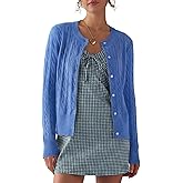 Darong Women's Long Sleeve Cable Knit Cardigan Sweater Fall Winter Open Front Button Up Outfits Fashion Clothes