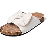 COASIS Women's Slide Summer Sandals with Bow, Cork Footbed Casual Sandals Slip On with Comfortable Arch Support