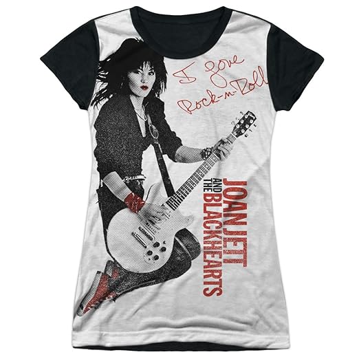Joan Jett Rock Icon JJ I Love Rock-n-Roll Juniors Black Back T-Shirt Tee