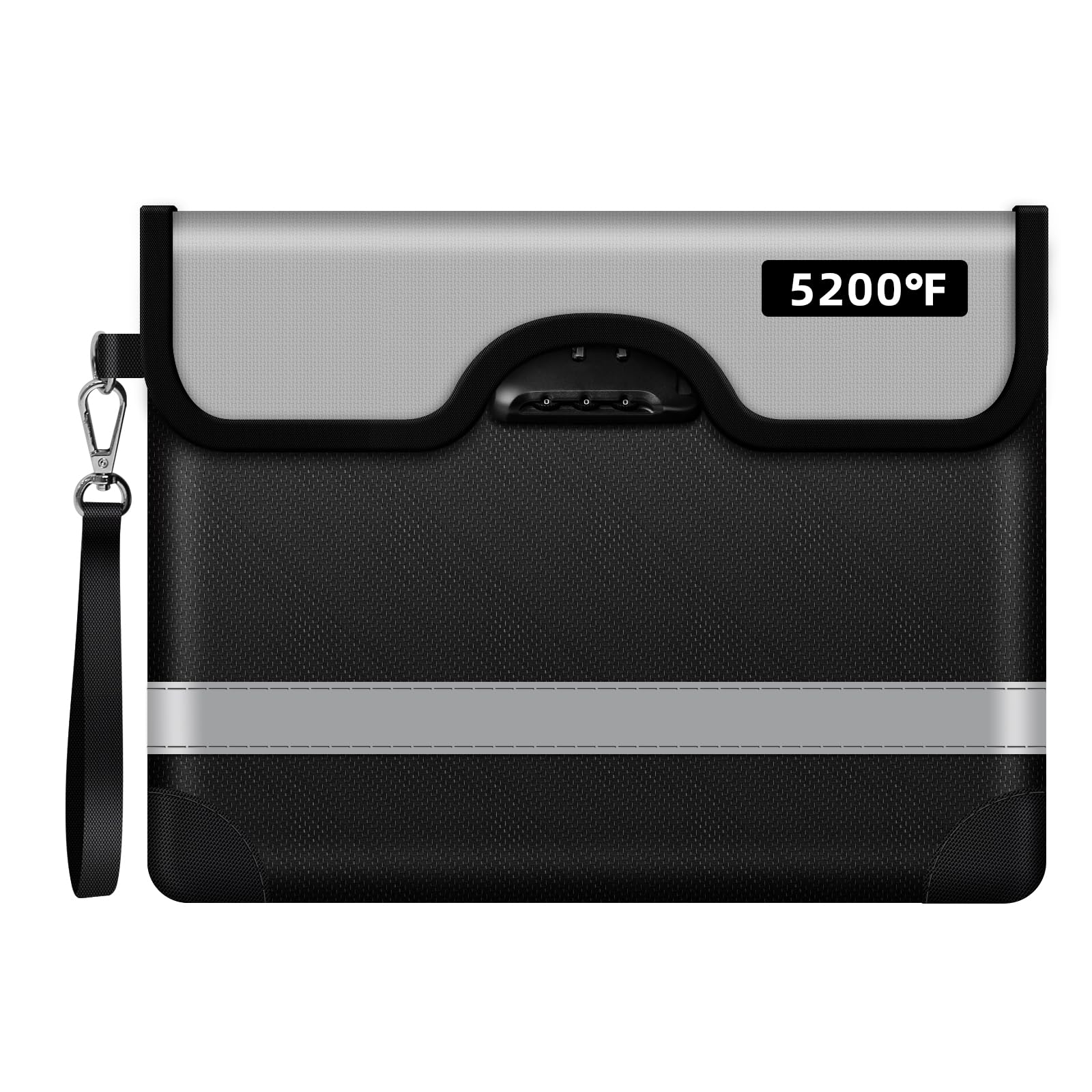 Fireproof Document Bag with Lock & Zipper (5200℉), 14.3"x10.2" Waterproof and Fireproof Money Bag with 8 Layers Thickened Fire Rated Document Safe Bag Pouch for A4 Document, Cash, Tablet, Passport