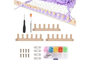 3pcs Chunky Knit Knitting Blanket Loom Kit, 35.4" Thick Wooden Hand Blanket Yarn Loom with Measuring Tape Blunt Needle Stitch