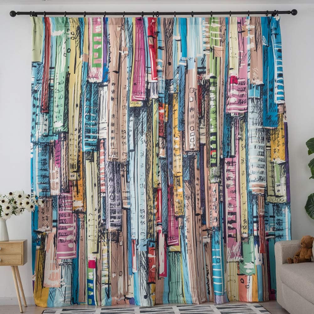 VOCOOL Painting Window Curtains Abstract Geometric Treatments Draperies for Bedroom Living Room Set of 2 Panels 118x106 inches