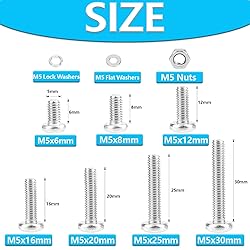 M5 Screws,Hincell 210pcs M5 Phillips Pan Head