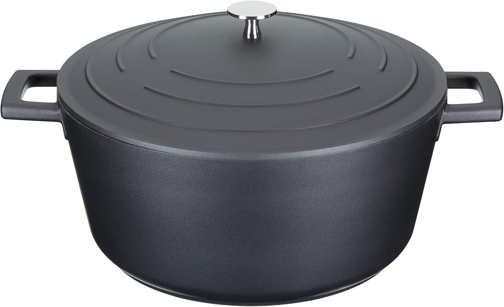 MasterClass Casserole Dish with Lid 5L 28 cm Induction Oven Safe Black