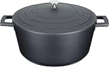 MasterClass Casserole Dish with Lid 5L 28 cm Induction Oven Safe Black