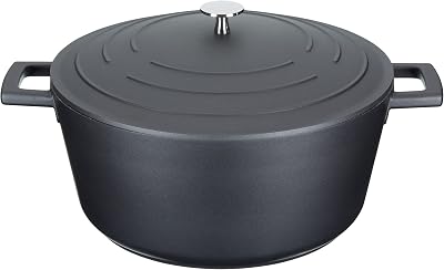 MasterClass Casserole Dish with Lid 5L 28 cm Induction Oven Safe Black