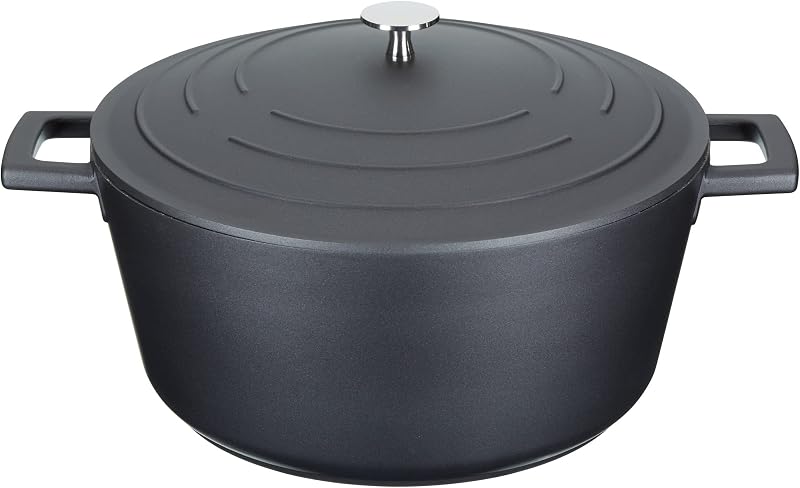 MasterClass Casserole Dish with Lid 5L 28 cm Induction Oven Safe Black