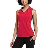 COOrun Women's Golf Polo Shirts Sleeveless Quick Dry Tennis T-Shirts Lightweight V-Neck with Collar Tank Top