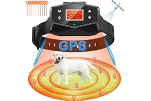 GPS Wireless Dog Fence,Electric Pet Fence with Pet Containment System,Waterproof Rechargeable Dog Collar for Most of Dogs,Adj