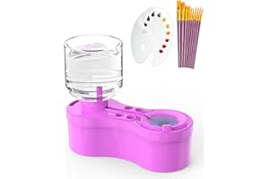 PROKE Paint Brush Cleaners, with Paint Palette and Brush Holder for Watercolor/Oil Acrylic and Water-Based Paints, Portable Paint Station & Rinsing Tool,Gift for Kids/Adults/Artist/Beginners Purple