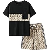 COZYEASE Boys' 2 Piece Outfits Summer Shorts Sleeve Graphic T Shirts and Shorts Sets Vacation Beach Clothes