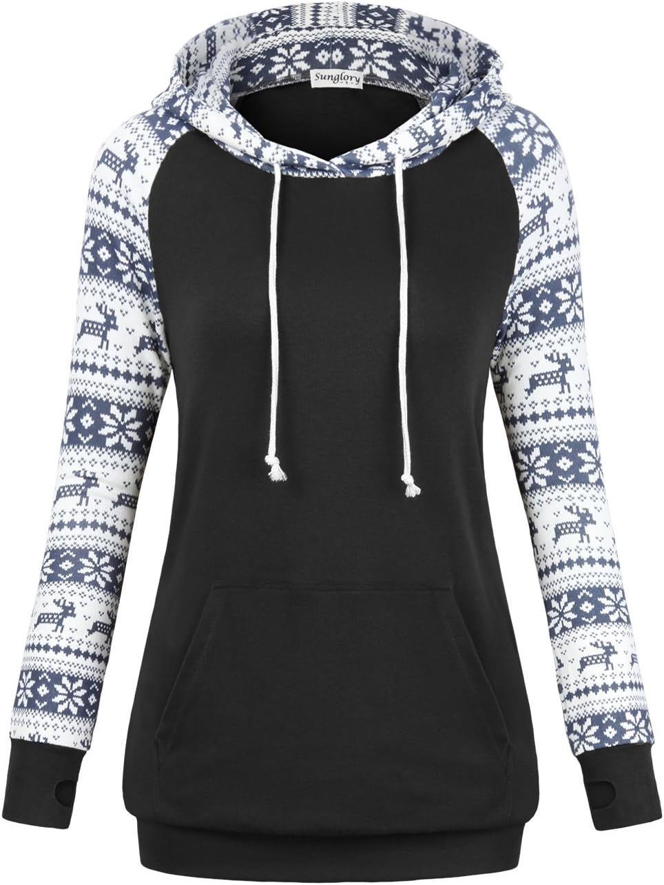SUNGLORY Womens Hoodie,Women's Long Sleeve Pocket Color Block Pullover Tops Coffee