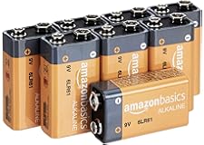Amazon Basics 8 Units Pack 9 Volt Performance All-Purpose Alkaline Batteries, 5-Year Shelf Life, Easy to Open Value Package