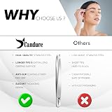 Candure Slanted Tweezers Stainless Steel with Leather Pouch view 6
