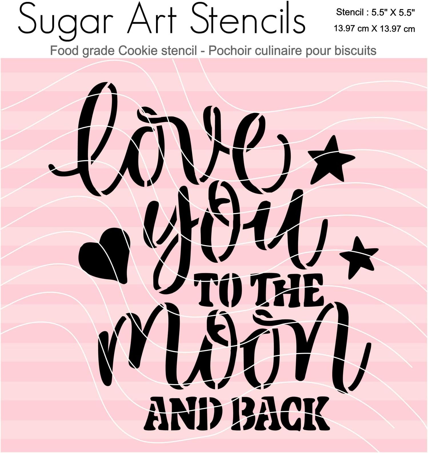 Love you to the moon cookie stencil words,Valentine's day DC0023