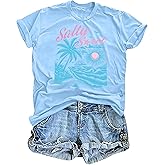 Salty Beach Oversized Shirt Women Hawaiian Beach Shirts Sunshine Graphic Tee Summer Vacation Tees Tops