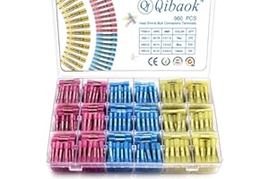 660 PCS Heat Shrink Butt Connectors Qibaok Crimp Electrical Wire Connector Waterproof Insulated Butt Splice Terminal for Automotive Marine Boat Truck Trailer Stereo
