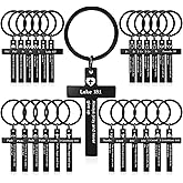 Loetere 45 Pcs Christian Cross Keychain Bulk 15 Styles Bible Verse Keychain Stainless Steel Religious Inspirational Gifts