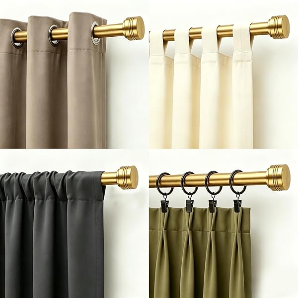 GOLD CURTAIN RODS FOR WINDOWS 18-144 INCH,ADJUSTABLE LENGTH 1 INCH DIAMETER HEAVY DUTY CURTAIN ROD FOR BEDROOM/KITCHEN/DORM/APARTMENT/DOOR